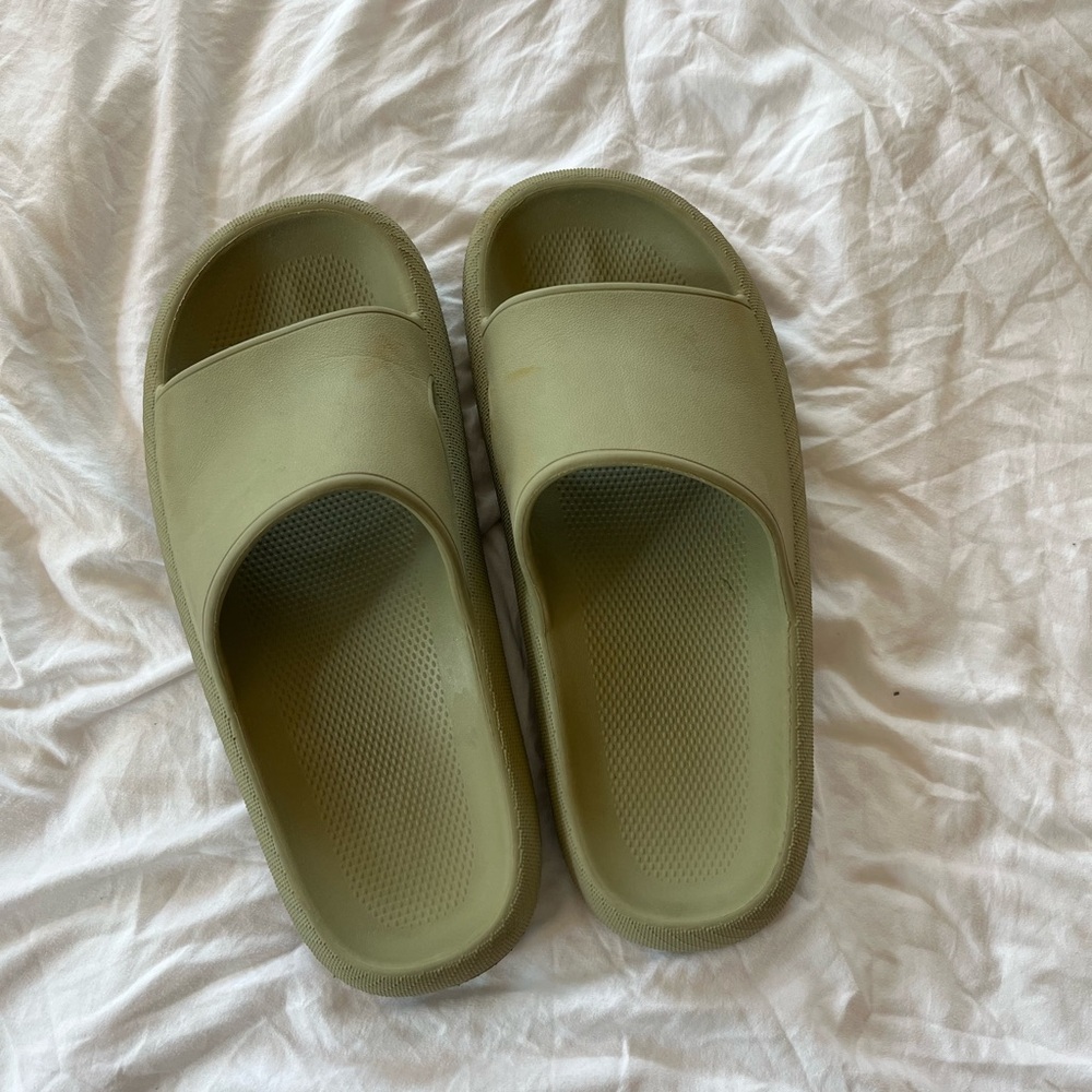 Olive Green Slide Sandals